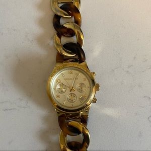Michael Kors Gold and Tortise Link Bracelet Watch